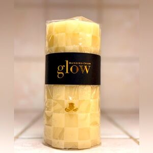 BRAND NEW: Retired MacKenzie-Childs “Courtly Checked” Pillar Candle in Ivory
